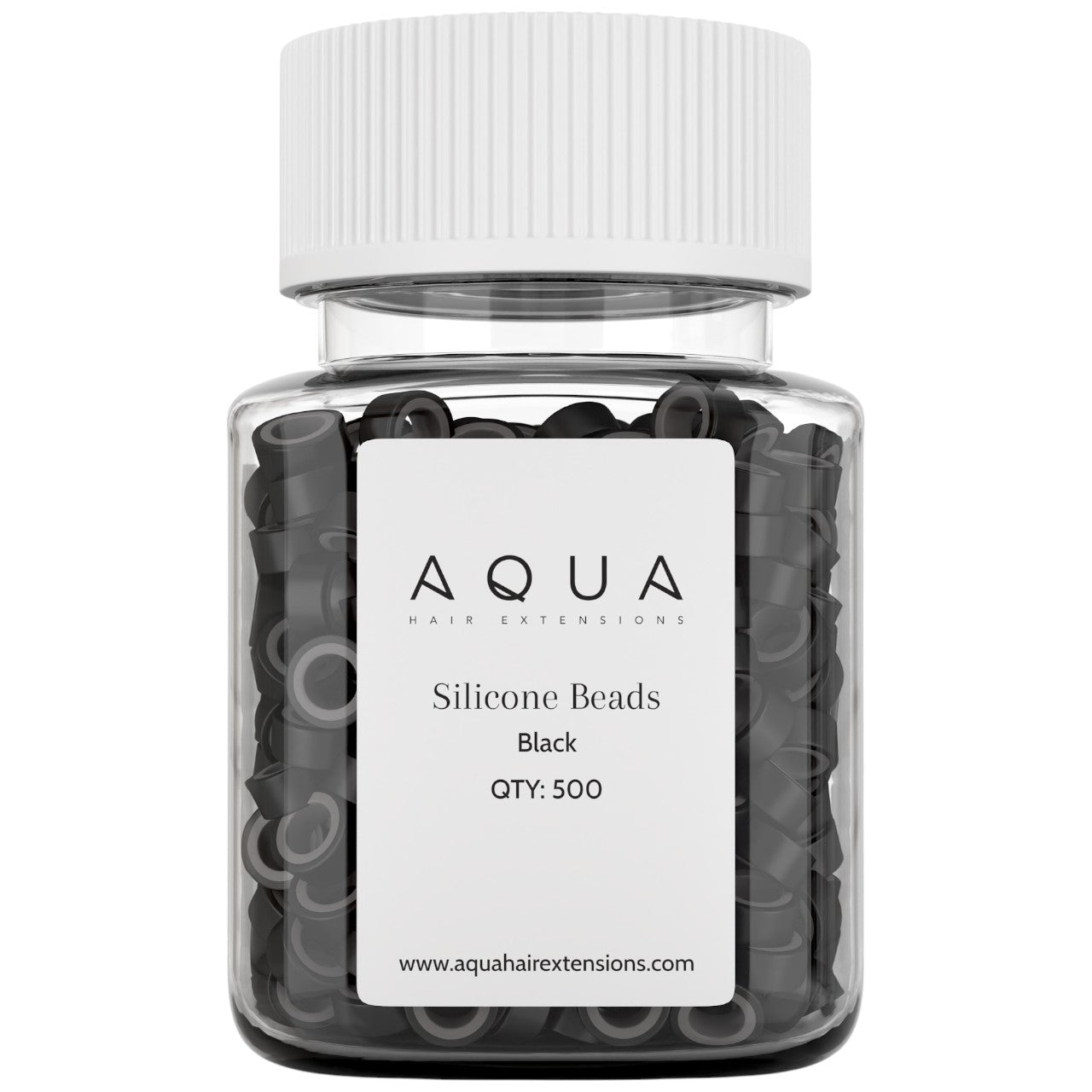 AQUA 5mm SILICONE BEADS - BLACK 500 pc.