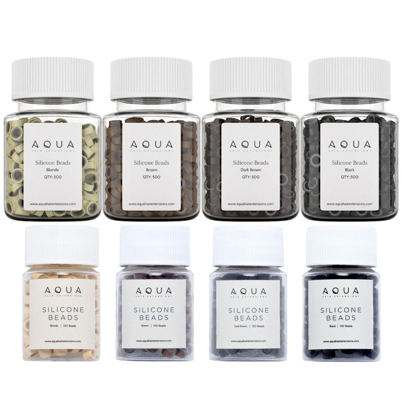 AQUA SILICONE BEADS - BLACK 150 pc.