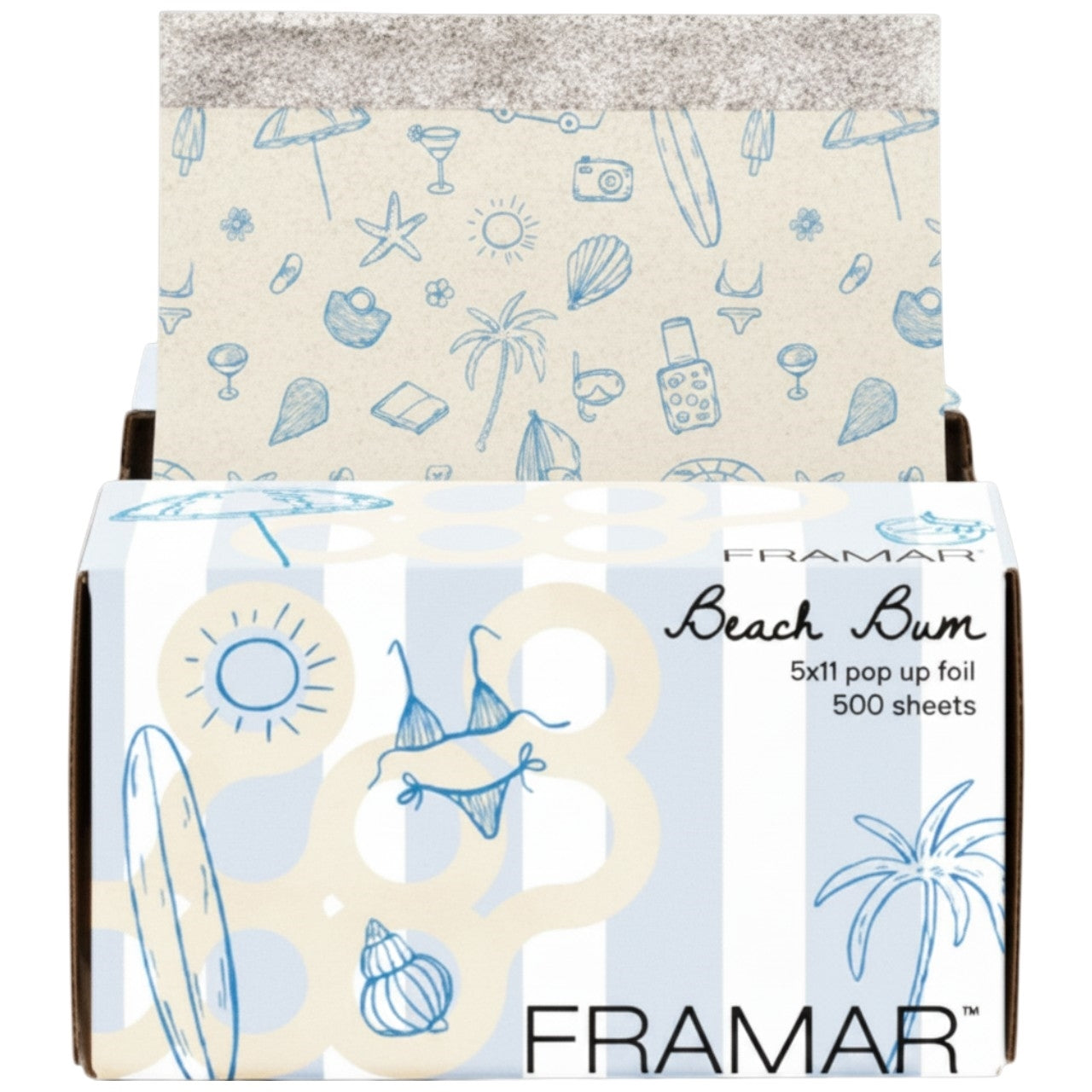 Framar Embossed Pop Up Foil Medium Beach Bum 5 inch x 11 inch 500 ct.