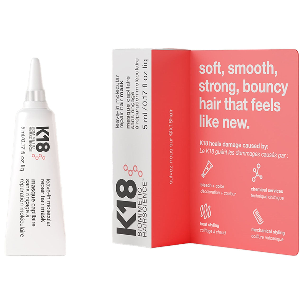 K18 leave-in molecular repair hair mask single tube 0.17 Fl. Oz.