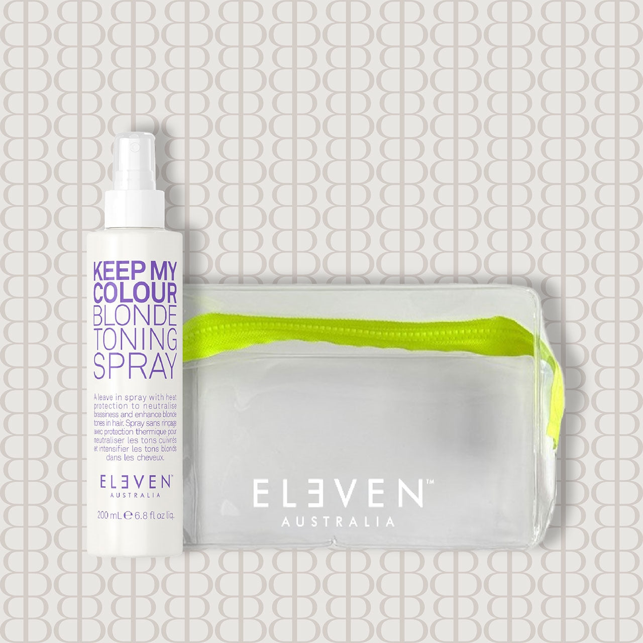 ELEVEN Australia Keep My Colour Blonde Toning Spray 6.8 oz. + Green Clear Pouch 2 pc.