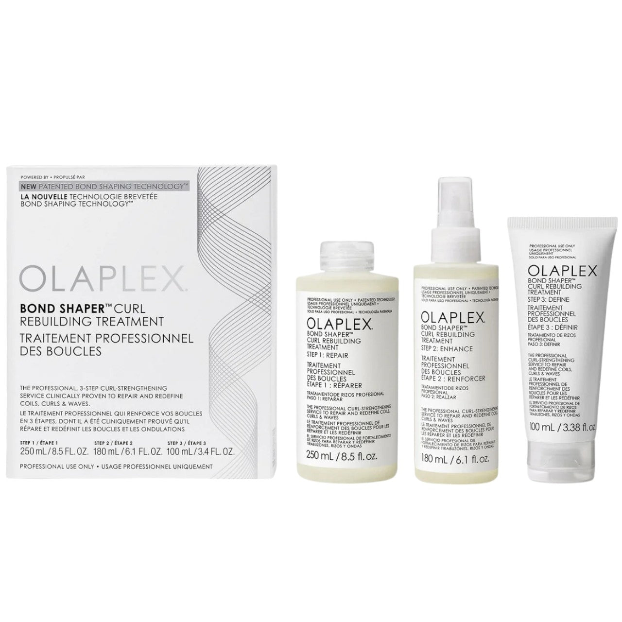 OLAPLEX BOND SHAPER CURL REBUILDING TREATMENT KIT 3 pc.